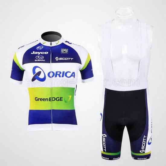 2012 Maillot GreenEDGE Tirantes Mangas Cortas azul